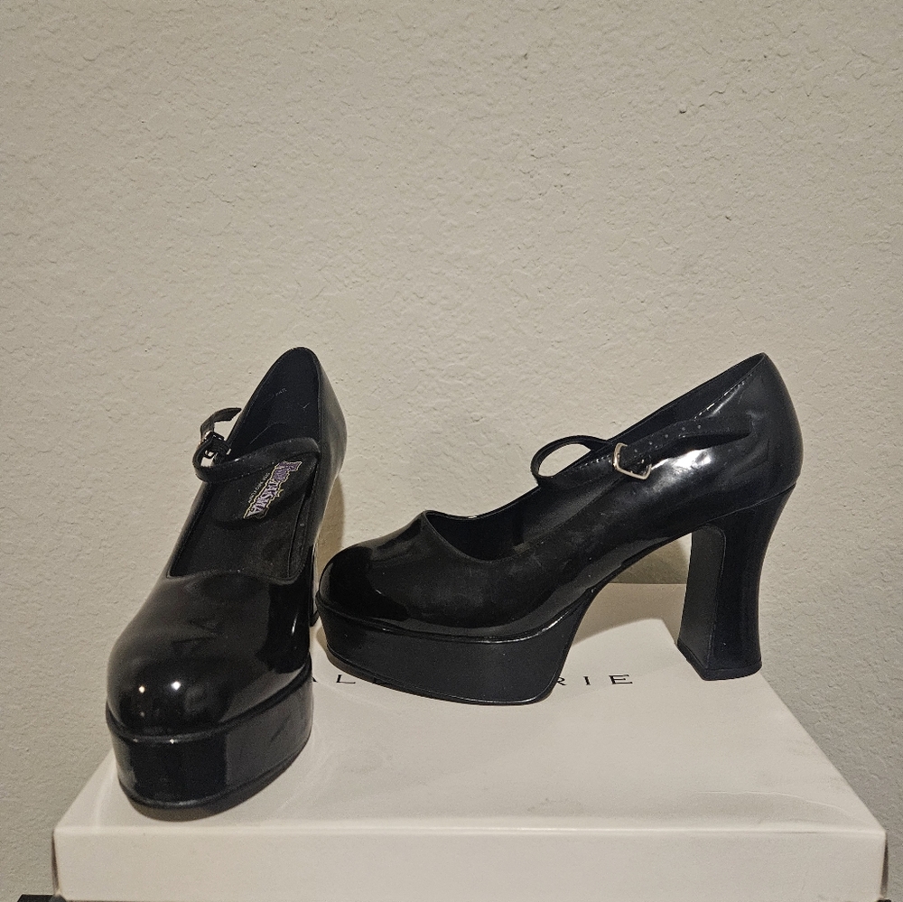 Patent Leather Platform Chunky Heels